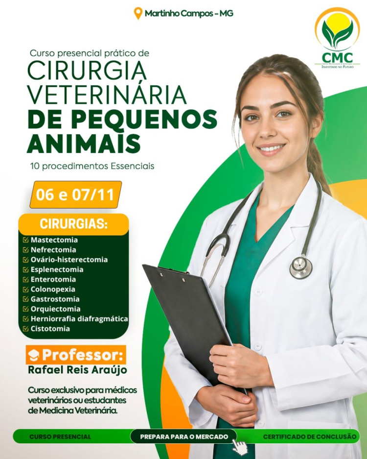 Curso presencial de Cirurgia em pequenos animais
